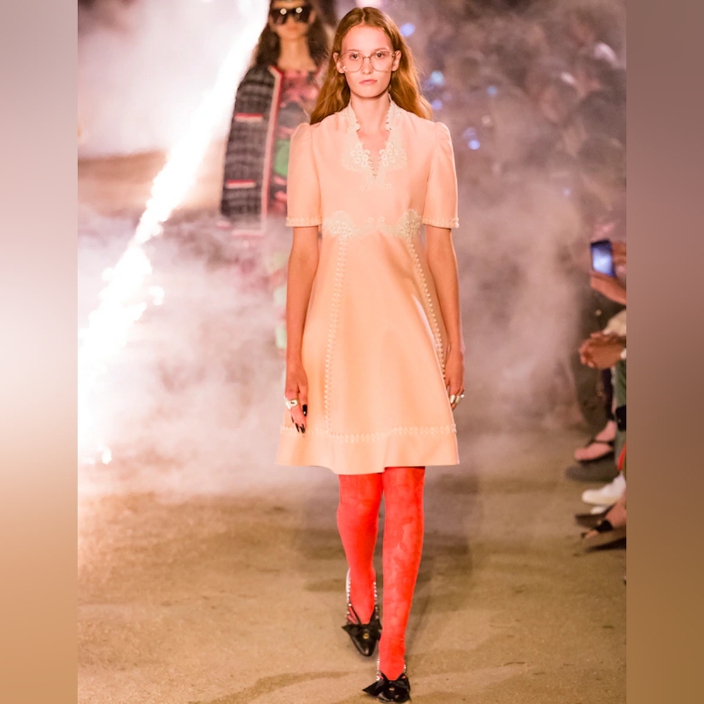 Gucci NWT Orange Floral Lace Tights With G Logo SZ Large